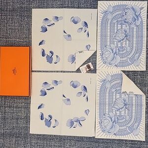 HERMÈS PLACEMATS & NAPKINS SET 1990s W/ BOX LIKE NEW/UNUSED A GREAT GIFT!